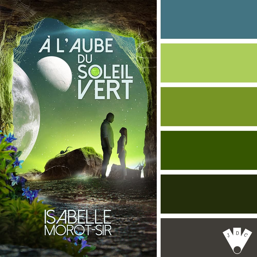 Color palette du livre "À l'aube du soleil vert" de l'auteure auto-édité Isabelle Morot-Sir