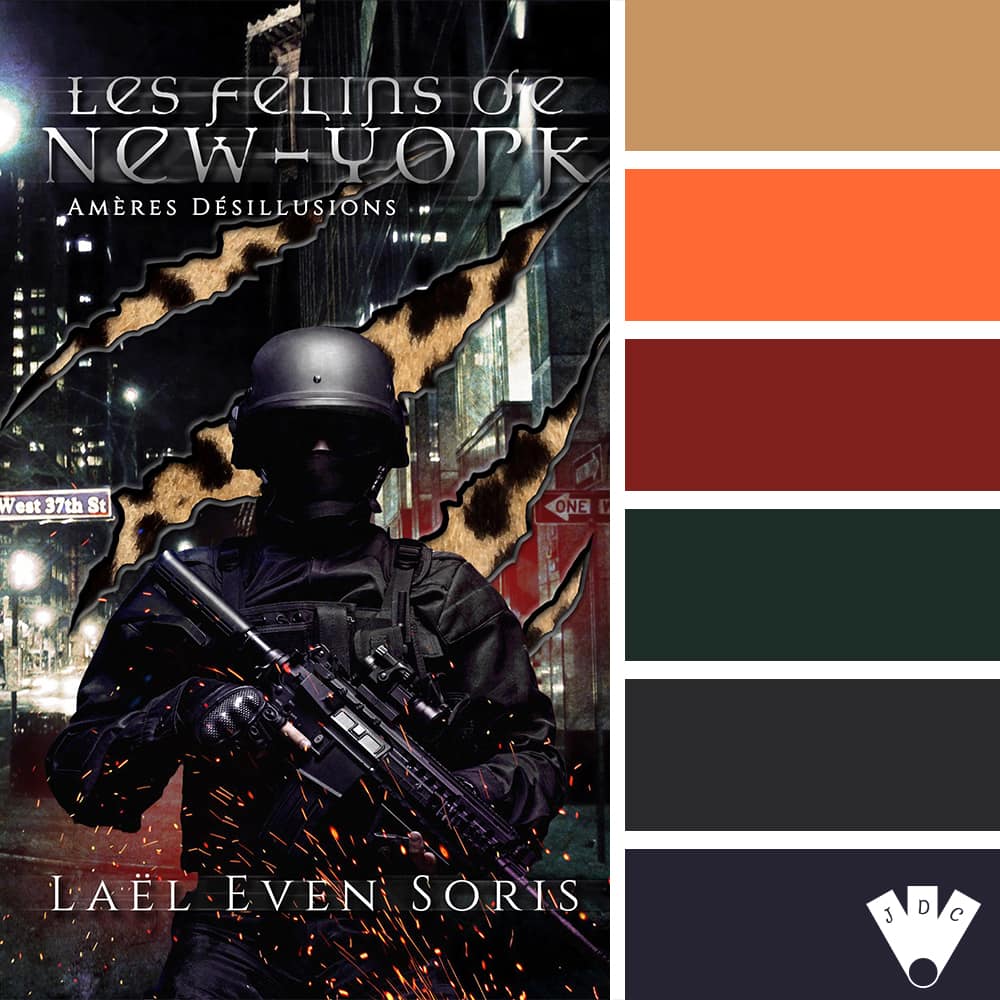 Color palette du livre "Les Félins de New-York T1 : Amères Désillusions " de l'auteure auto-édité Laël Even Soris