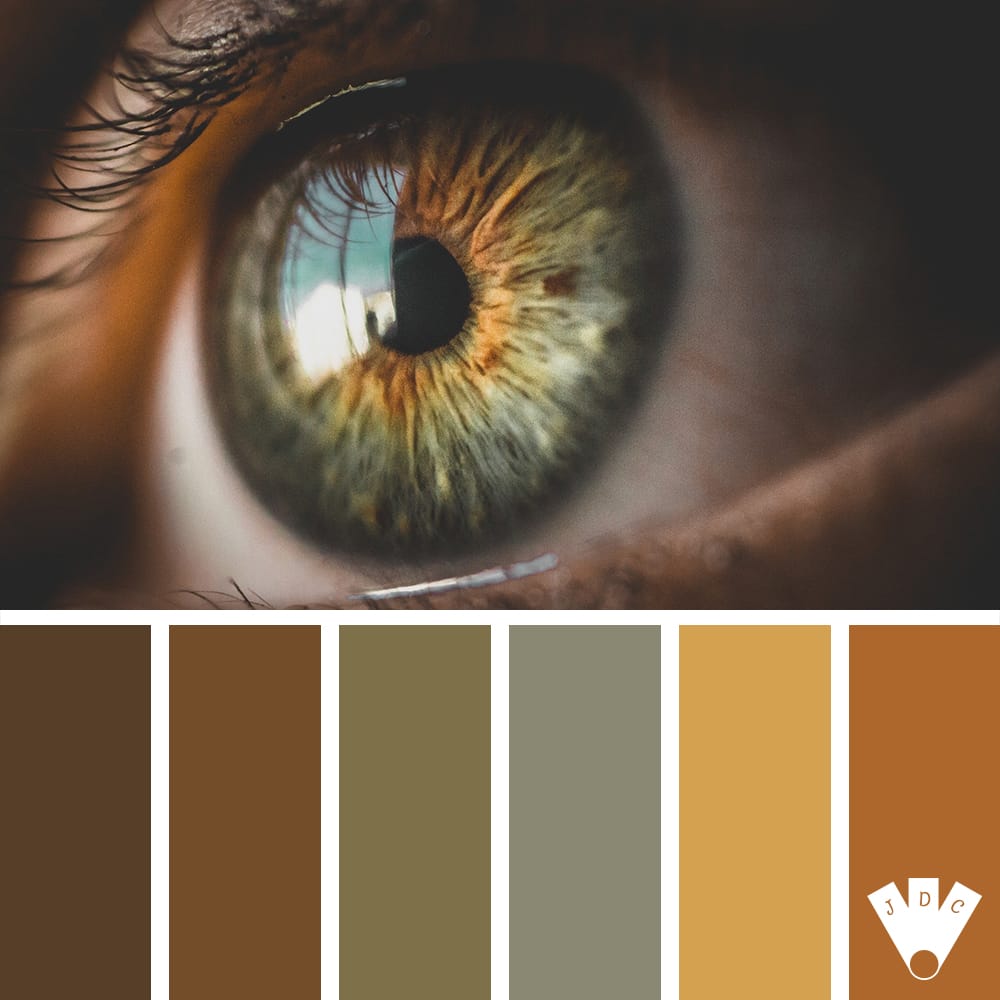 Color palette sur journal des couleurs à partir d'une photographie d'un œil humain.