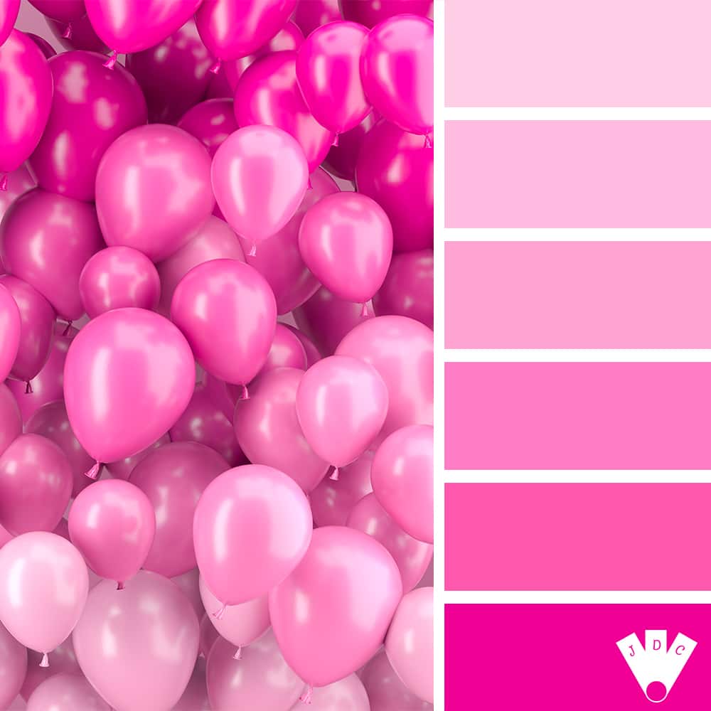 Color palette d'une photo de plusieurs ballons dans les tons rose