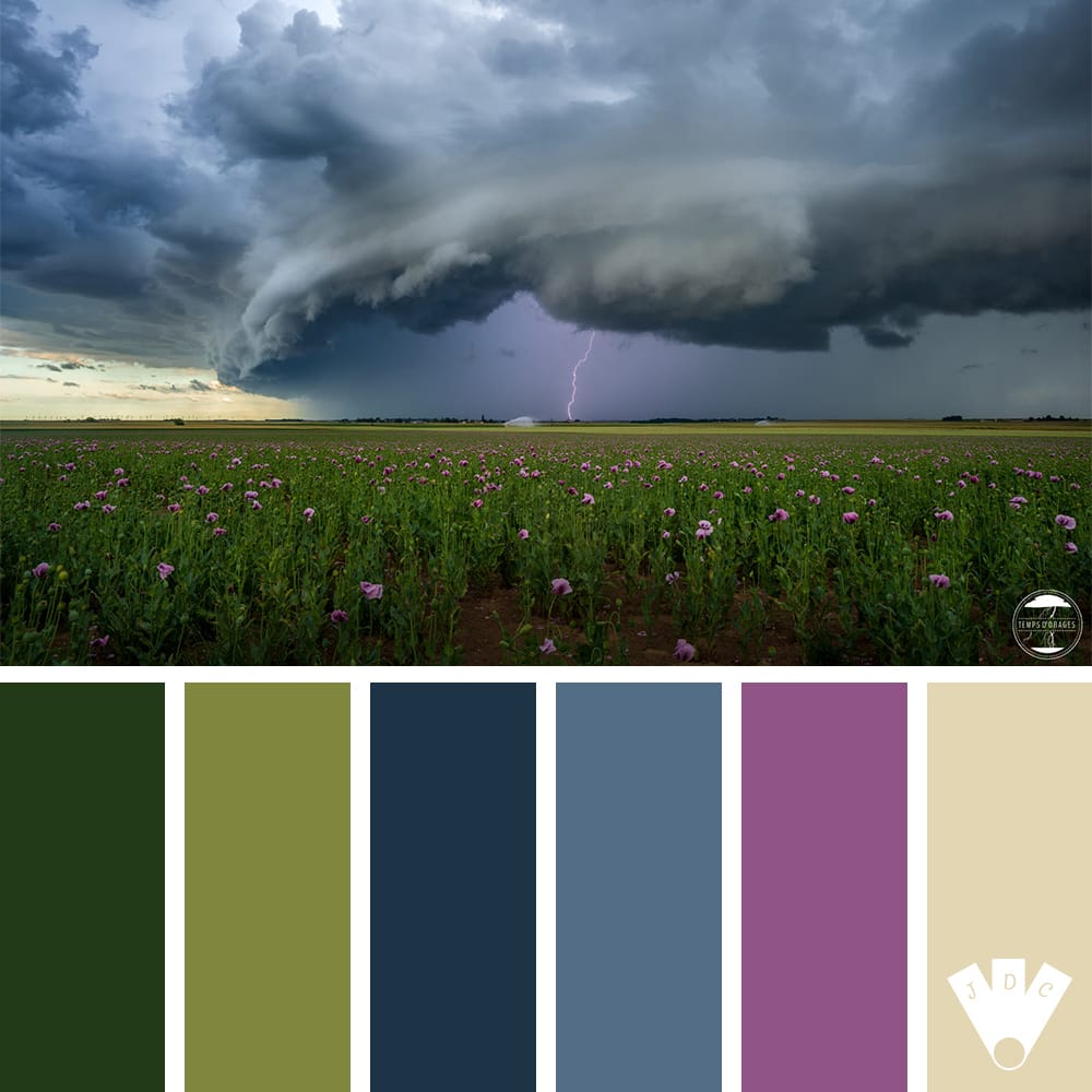 Color palette à partir d'une photo d'une orage dans le centre de la France par Xavier Delorme - Temps d'orages