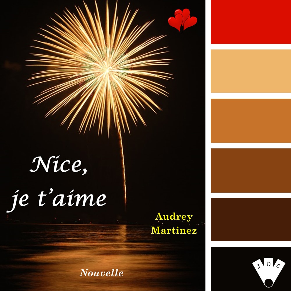 Color palette littéraire à partir de la couverture du livre "Nice, je t'aime" de l'auteure Audrey Martinez