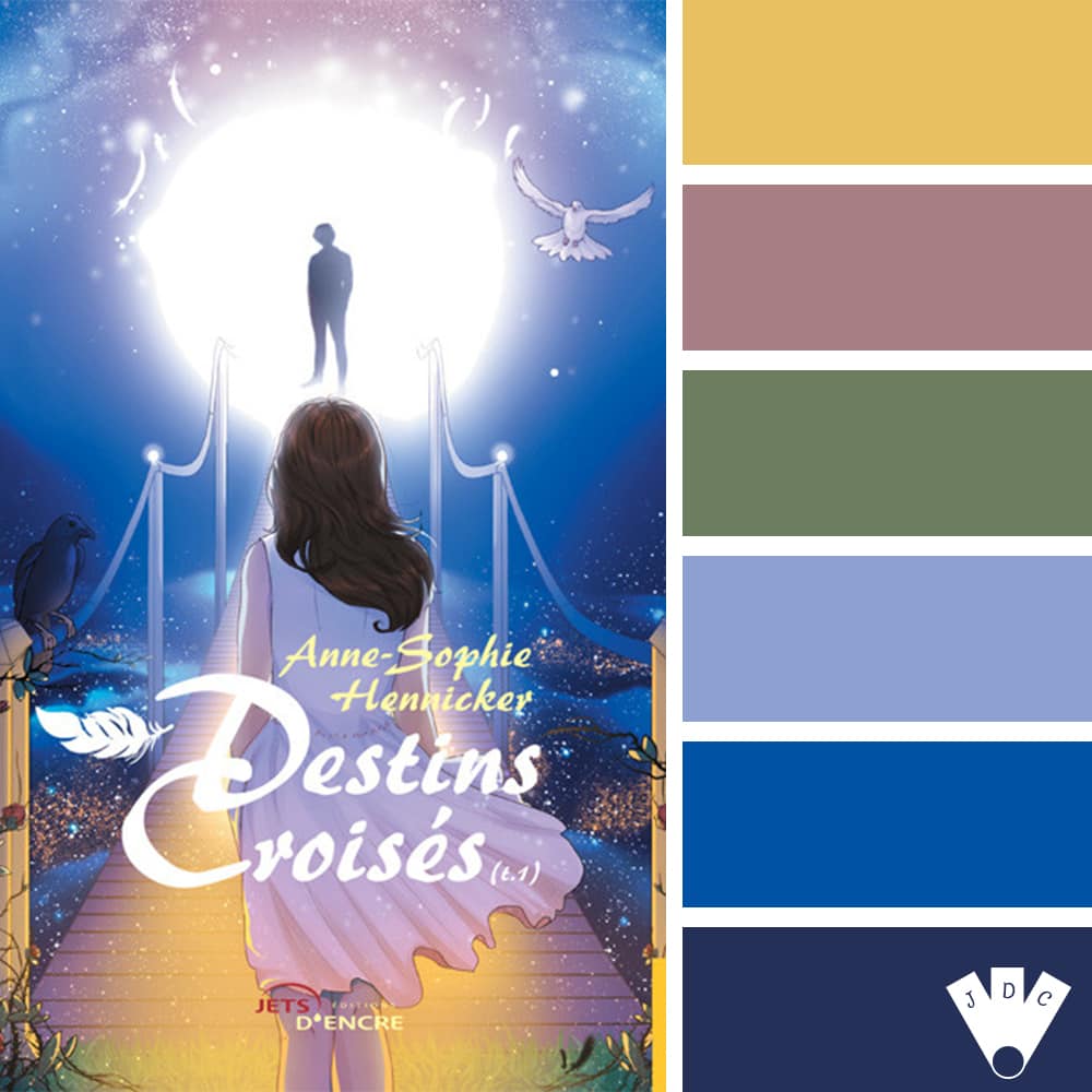 Color palette à partir de la couverture du livre "Destins croisés T1" de l'auteure Anne-Sophie Hennicker