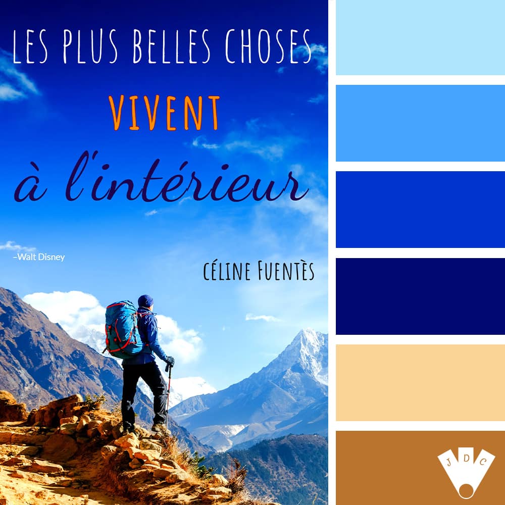 Color palette à partir de la couverture du livre "Les plus belles choses vivent à l'intérieur" de l'auteure Céline Fuentès.