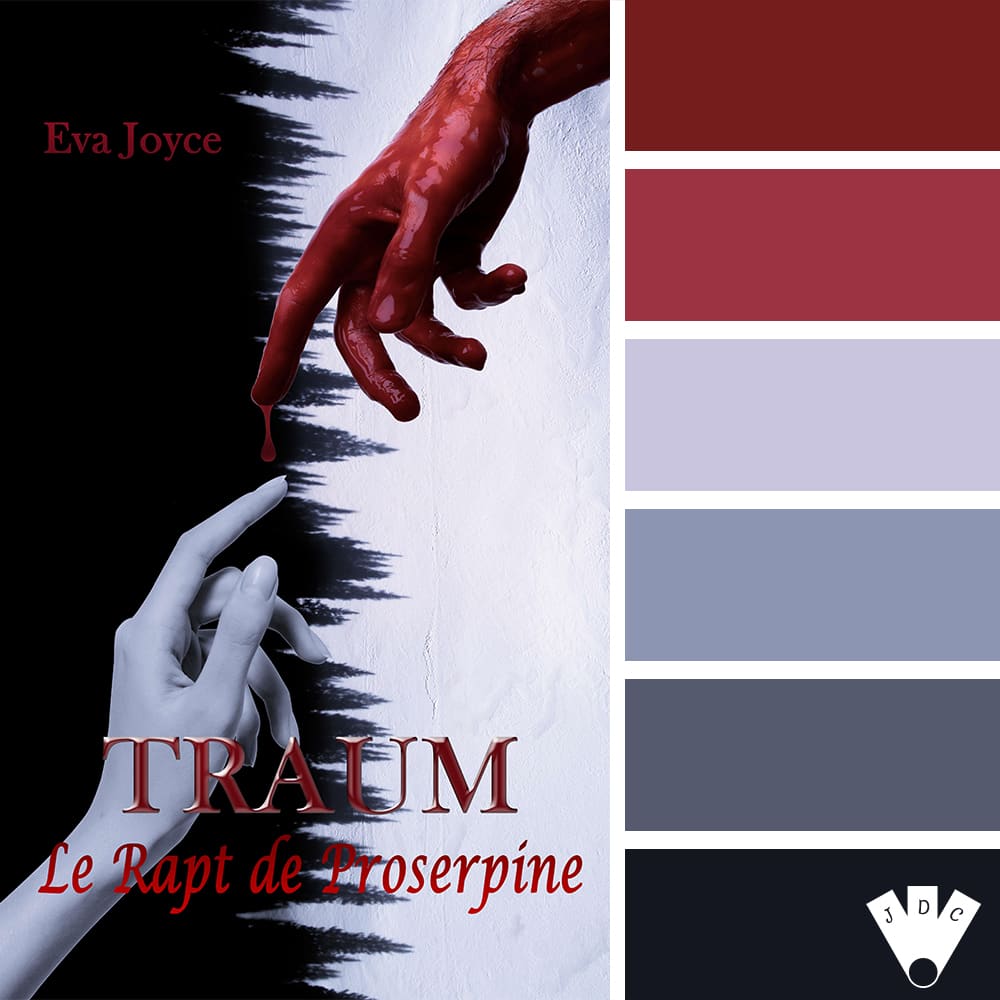 Color palette littéraire à partir de la couverture du livre "Traum T1 : Le rapt de proserpine" de l'auteure Eva Joyce.