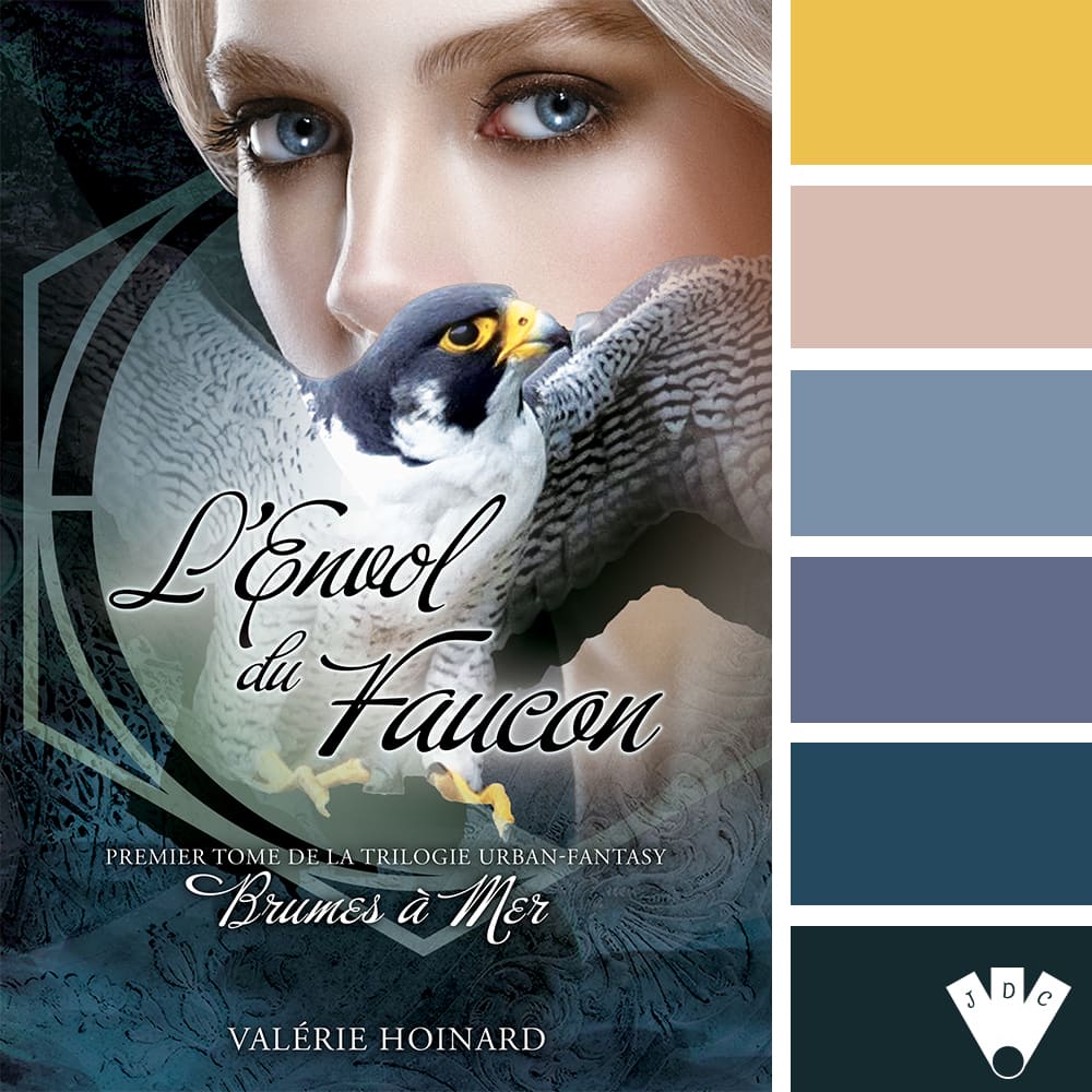 Color palette à partir de la couverture du livre "Brumes à la mer T1 : L'envol du faucon" de l'autrice Valérie Hoinard