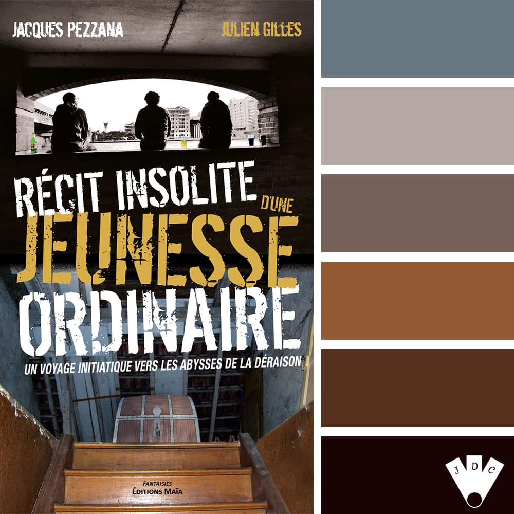 Color palette à partir de la couverture du livre "Récits insolites d'une jeunesse ordinaire" des auteurs Jacques Pezzana et Julien Gilles