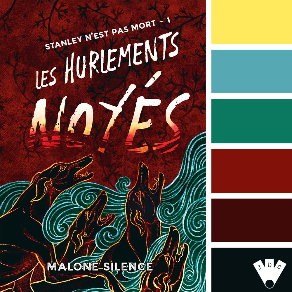 Color palette à partir de la couverture du livre "Les hurlements noyés" de l'auteur Malone Silence