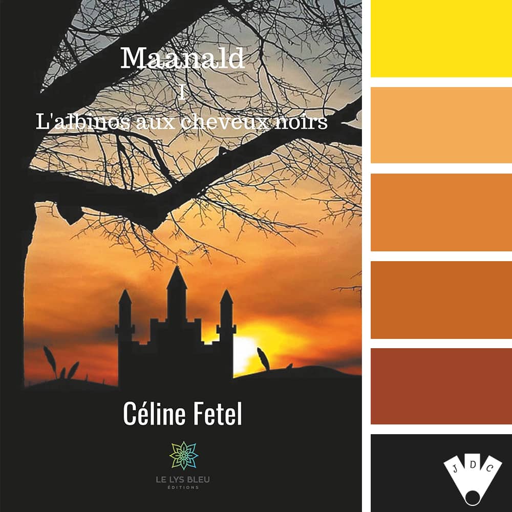 Color palette à partir de la couverture du livre "Maanald" de l'autrice Céline Fetel