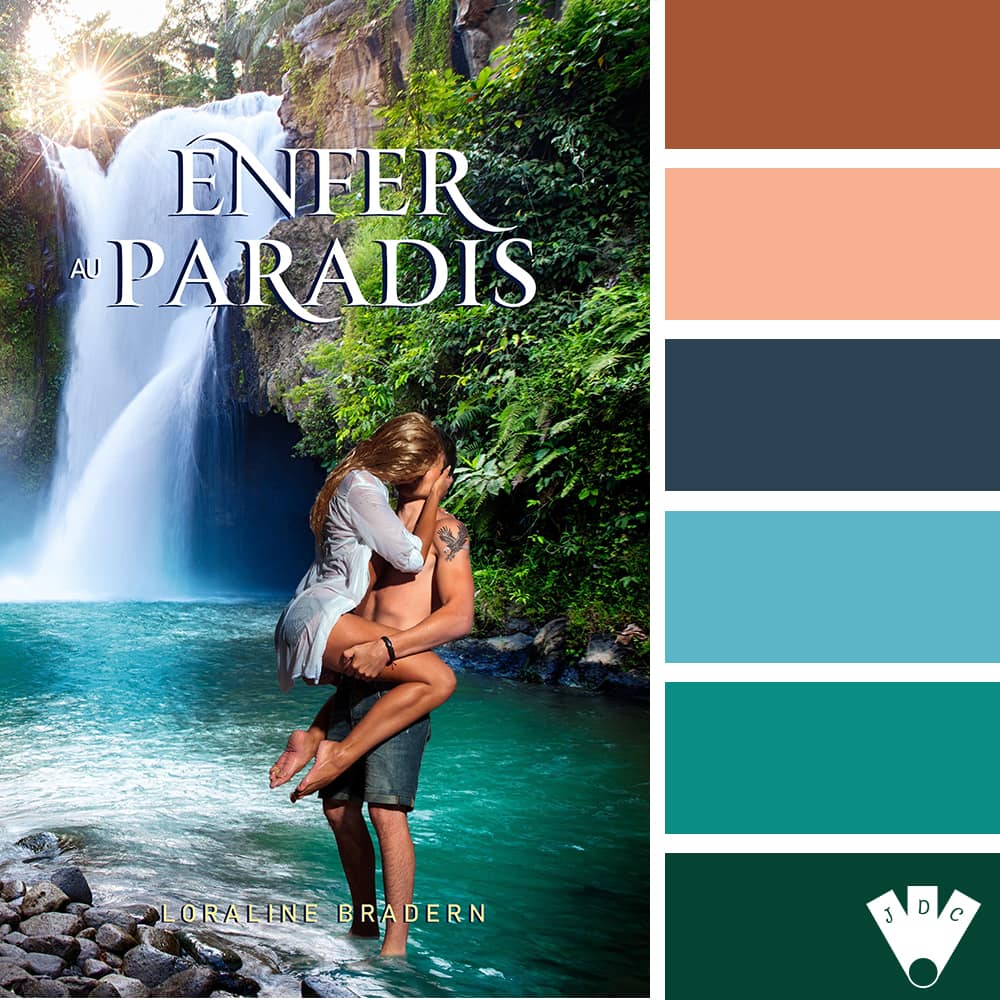 Color palette à partir de la couverture du livre "Enfer au paradis" de l'autrice Loraline Bradern
