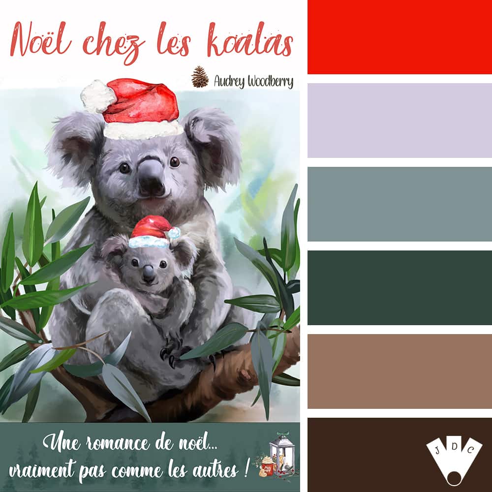 Color palette à partir de la couverture du livre "Noël chez les koalas" de l'autrice Audrey Woodberry