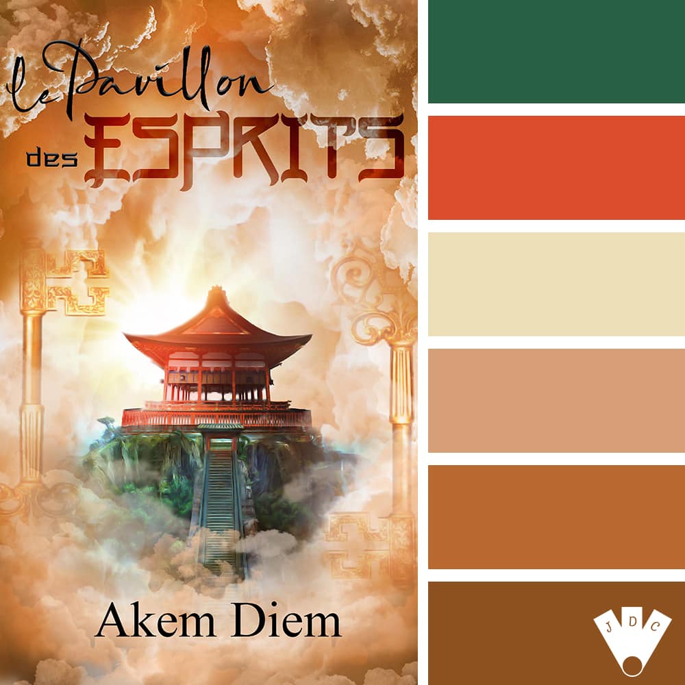Color palette à partir de la couverture du livre "Le pavillon des esprits" de l'autrice Akem Diem