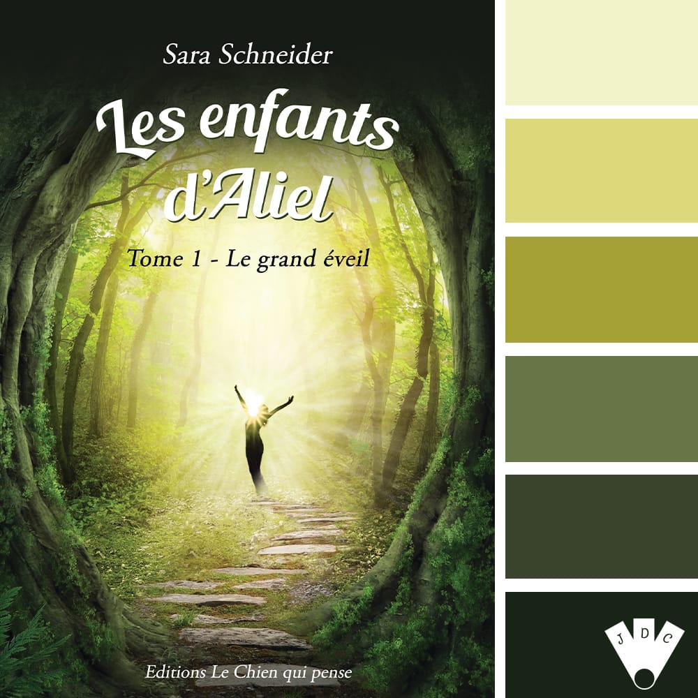 Color palette à partir de la couverture du livre "Les enfants d'Aliel : Le grand éveil T1" de l'autrice Sara Schneider