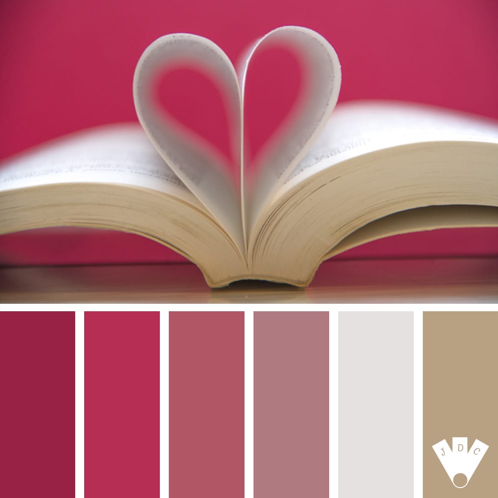 Color palette à partir d'une photo d'un livre avec les pages qui forment un cœur par la photographe Callistta Photographie.