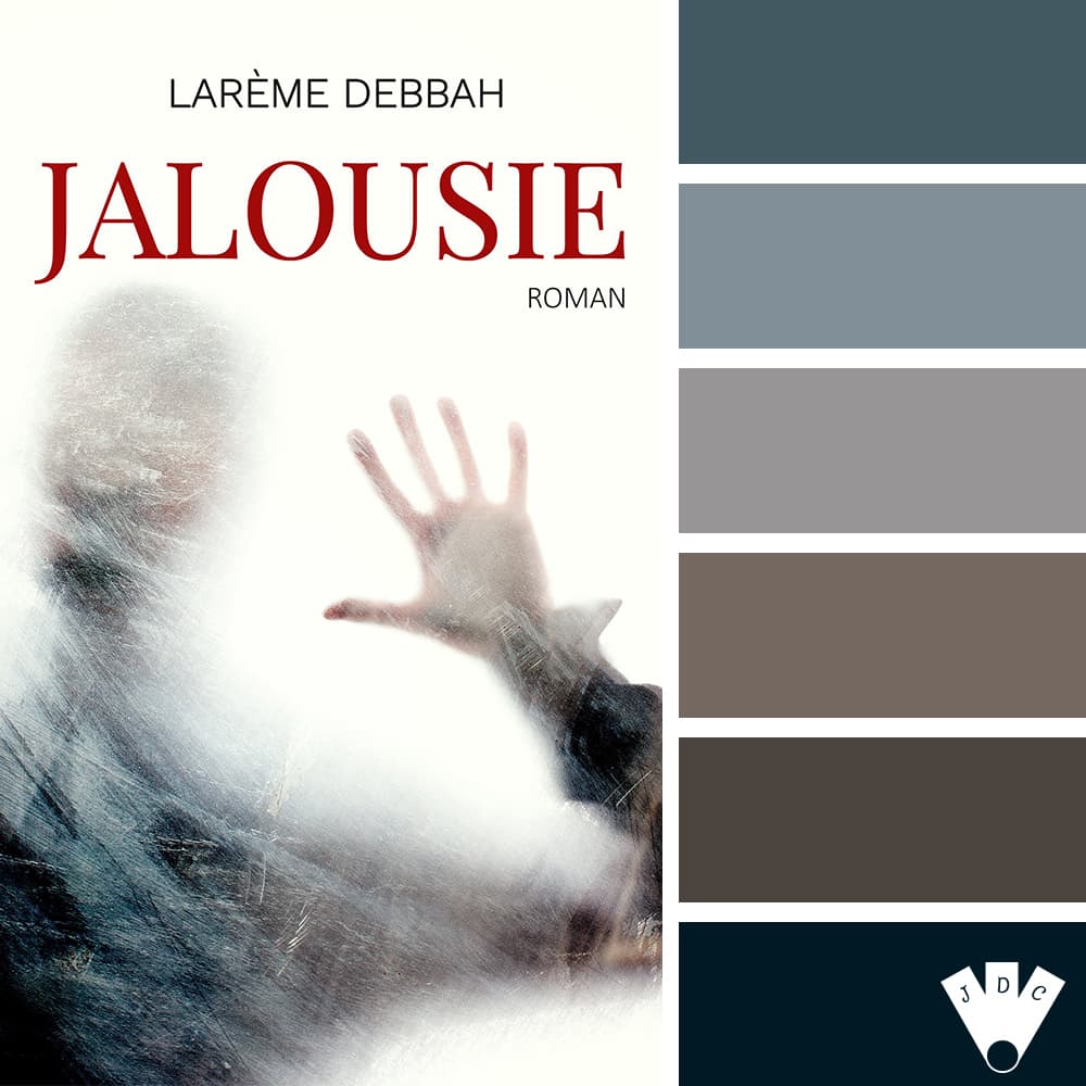 Color palette littéraire à partir de la couverture du livre "Jalousie" de l'autrice Larème Debbah.