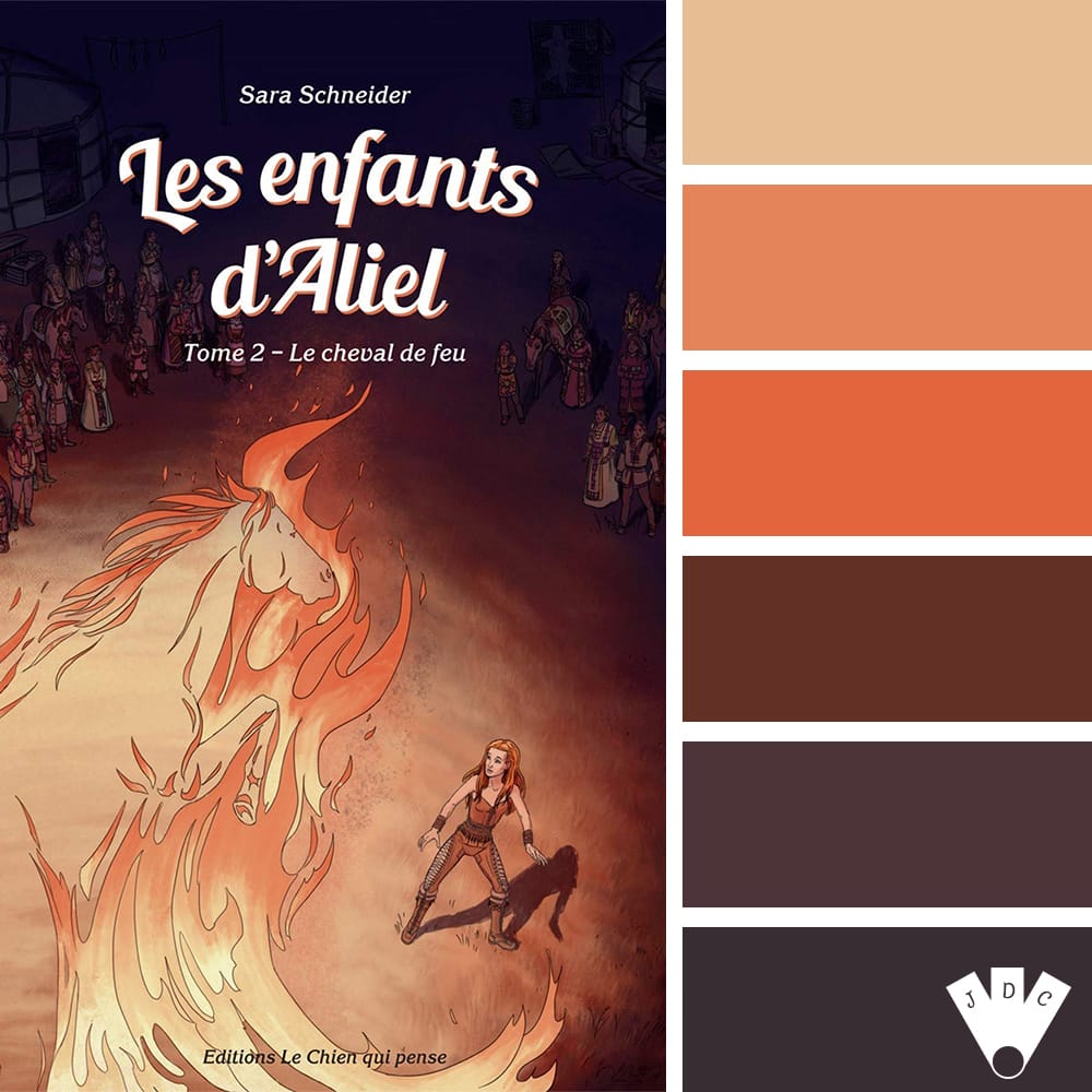 Color palette à partir de la couverture du livre "Les enfants d'aliel T2" de l'autrice Sara Schneider