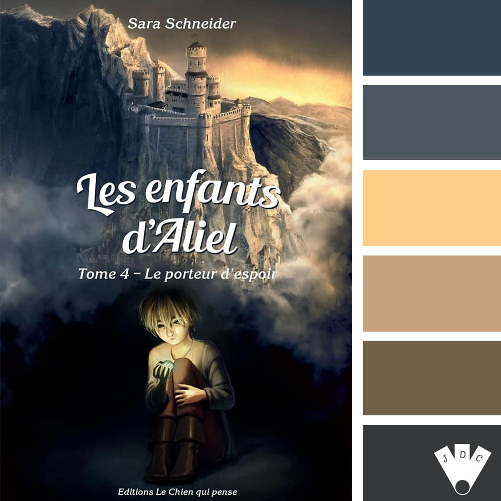 Color palette à partir de la couverture du livre "Les enfants d'aliel T4" de Sara Schneider