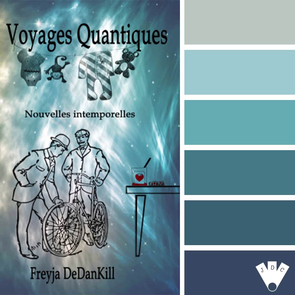 Color palette à partir de la couverture du livre "Voyages quantiques" de l'autrice Freyja Dedankill