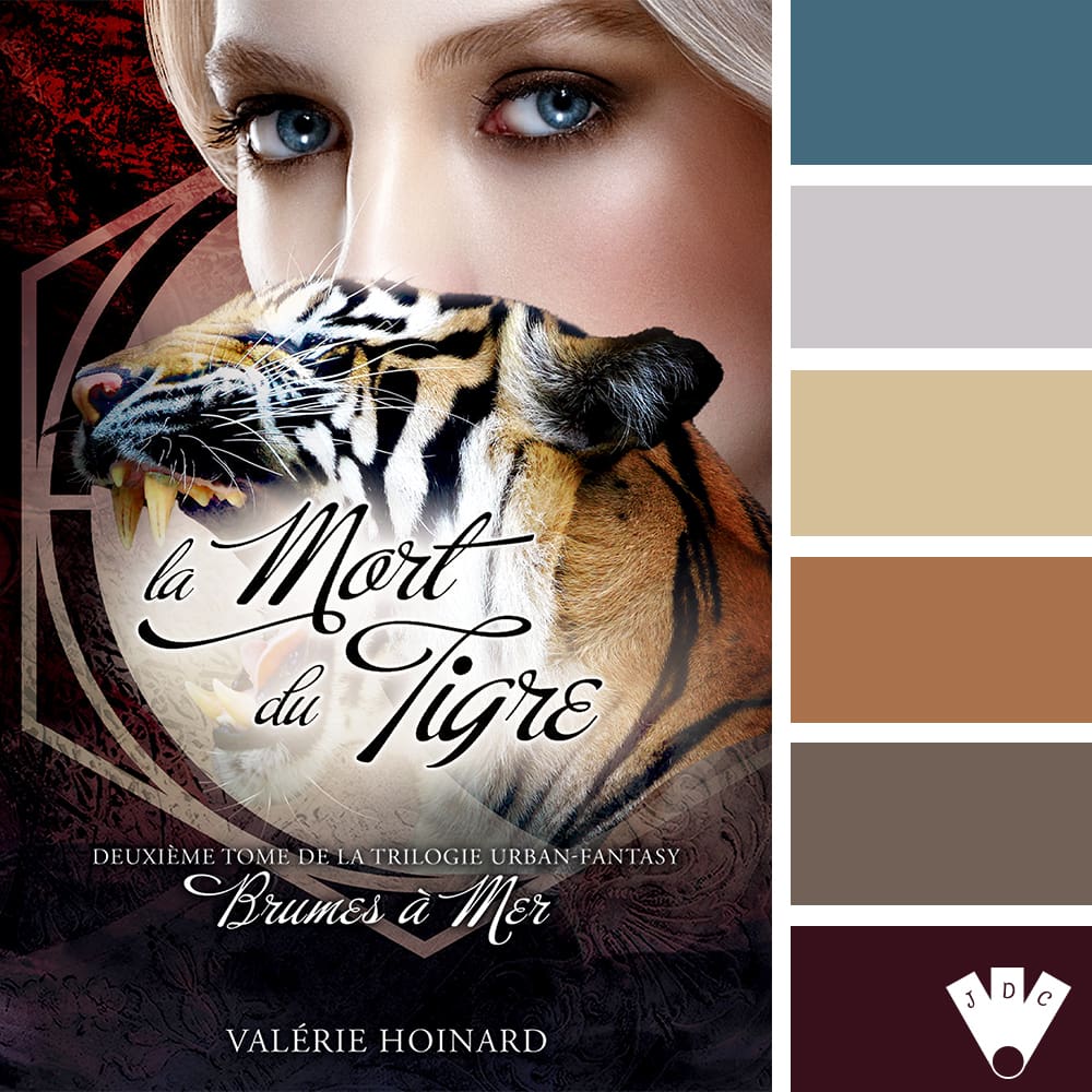 Color palette à partir de la couverture du livre "Brume à mer T2 : La mort du tigre" de l'autrice Valérie Hoinard