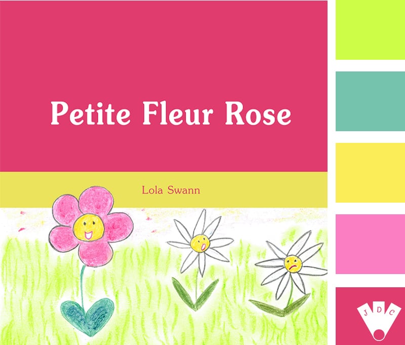 Color palette à partir de la couverture du livre "Petite fleur rose" de Lola Swann