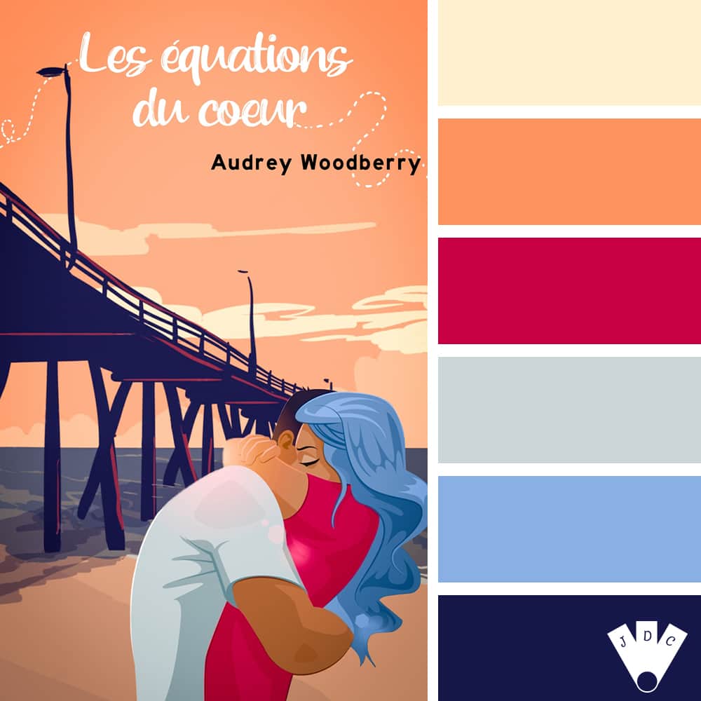 Color palette à partir de la couverture du livre "Les équations du coeur" de l'autrice Audrey Woodberry