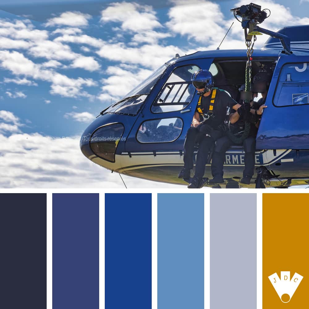 Color palette à partir d'une photo d'un hélicoptère de la gendarmerie par le photographe Stéphane Bommert