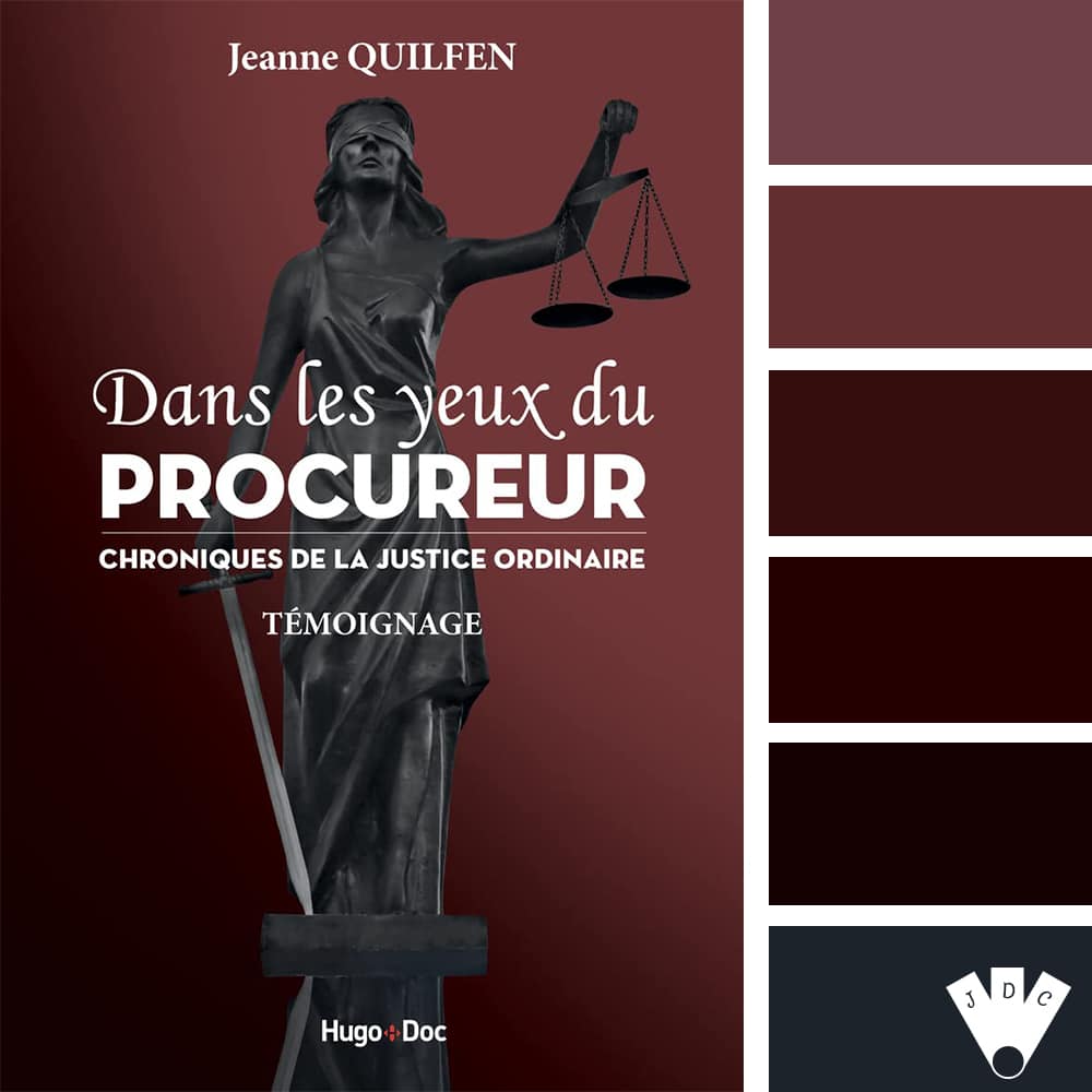 Color palette à partir de la couverture du livre "Dans les yeux du procureur" de Jeanne Quilfen