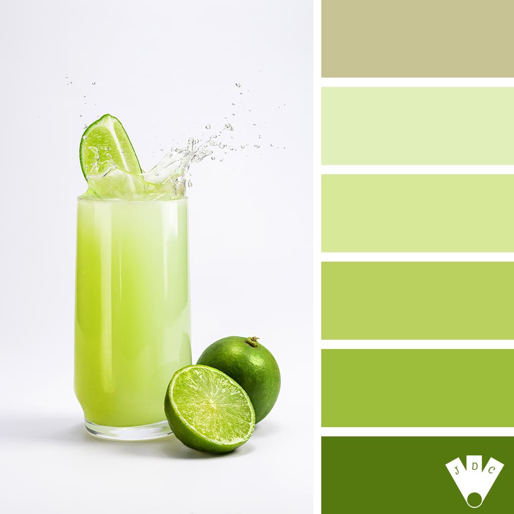 Color palette à partir d'une photo d'un verre de jus de citron vert.