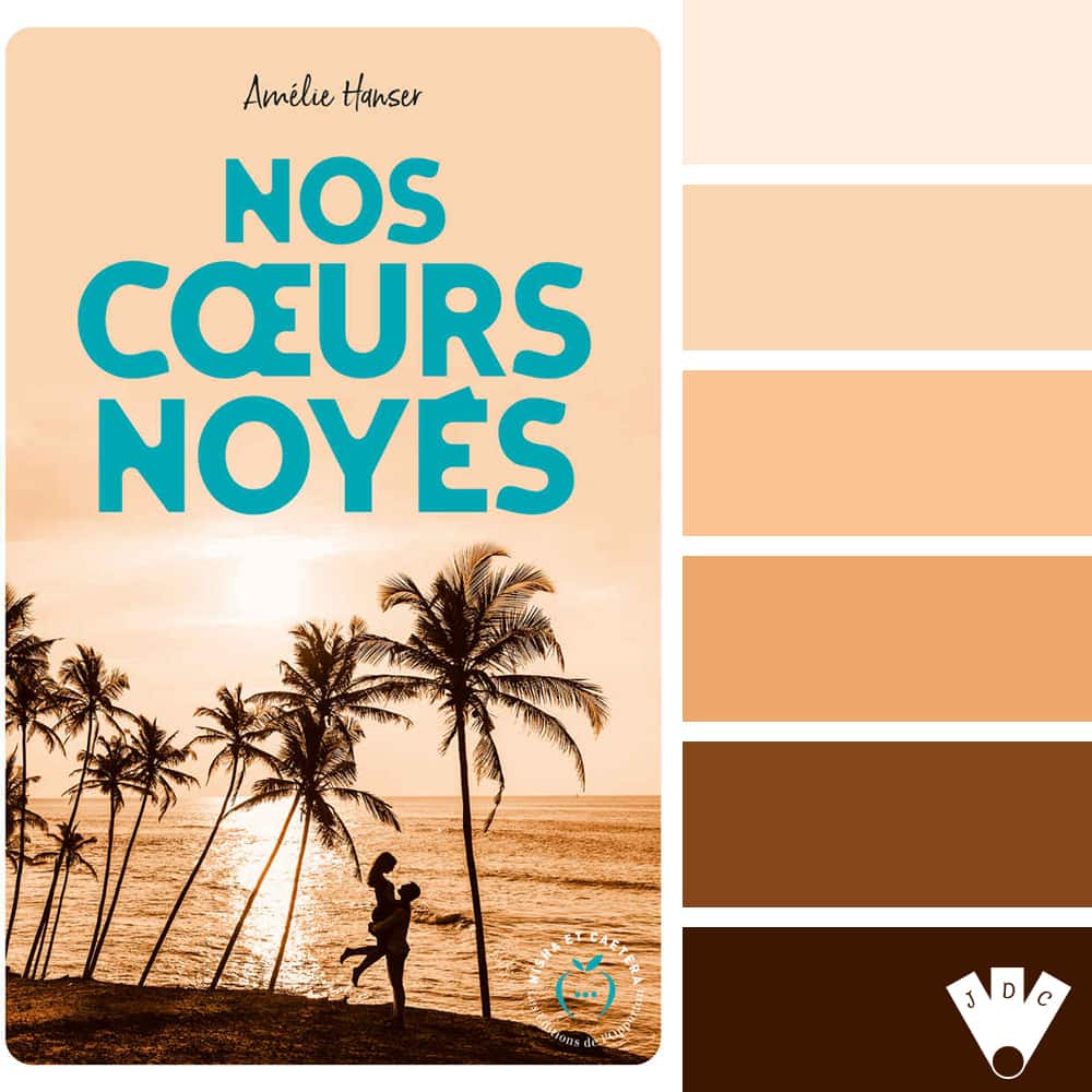 Color palette litteraire du livre "Nos coeurs noyés" de l'autrice Amélie Hanser.