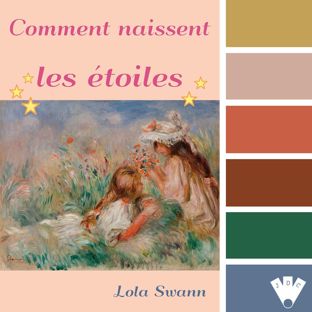 Color palette à partir de la couverture du livre "Comment naissent les étoiles" de l'autrice Lola Swann