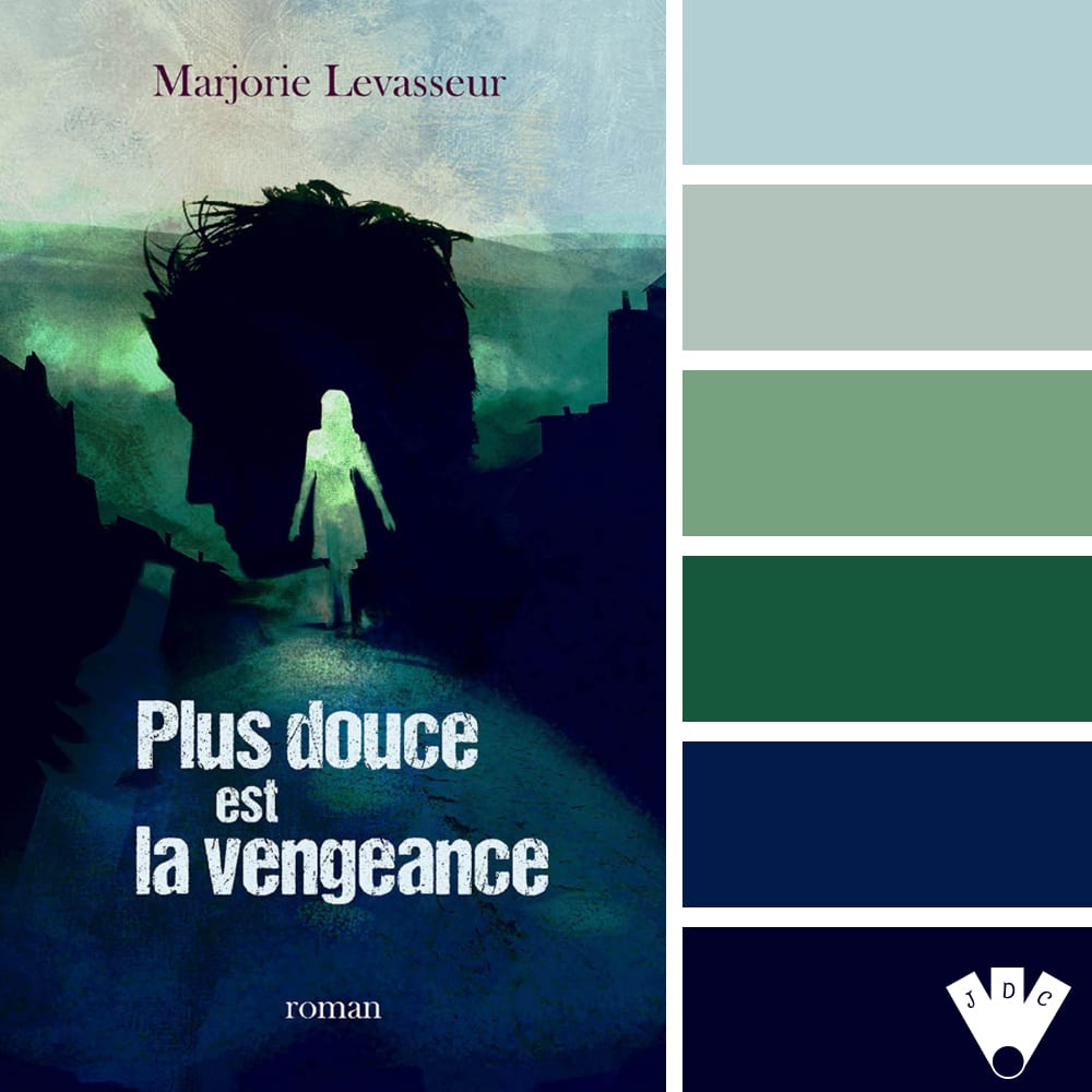 Color palette à partir de la couverture du livre "Plus douce est la vengeance" de Marjorie Levasseur.