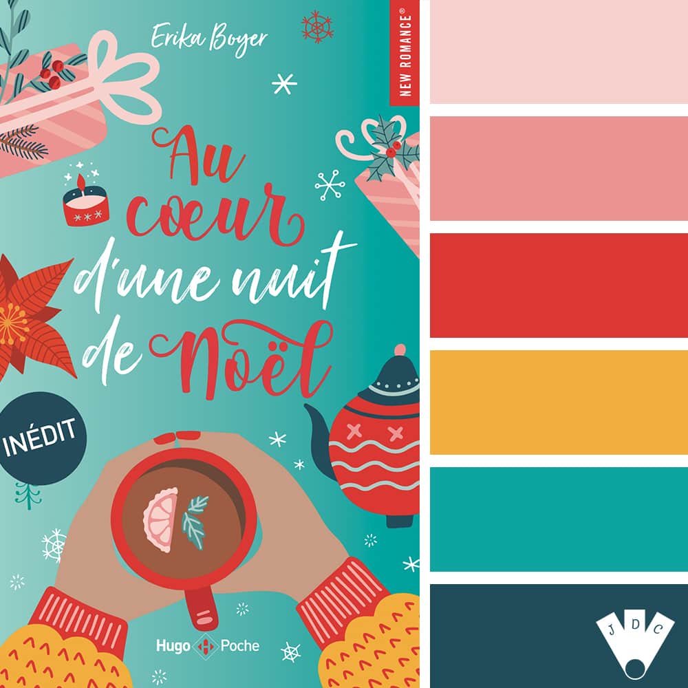 Color palette à partir de la couverture du livre "Au cœur d'une nuit de noël" de Erika Boyer