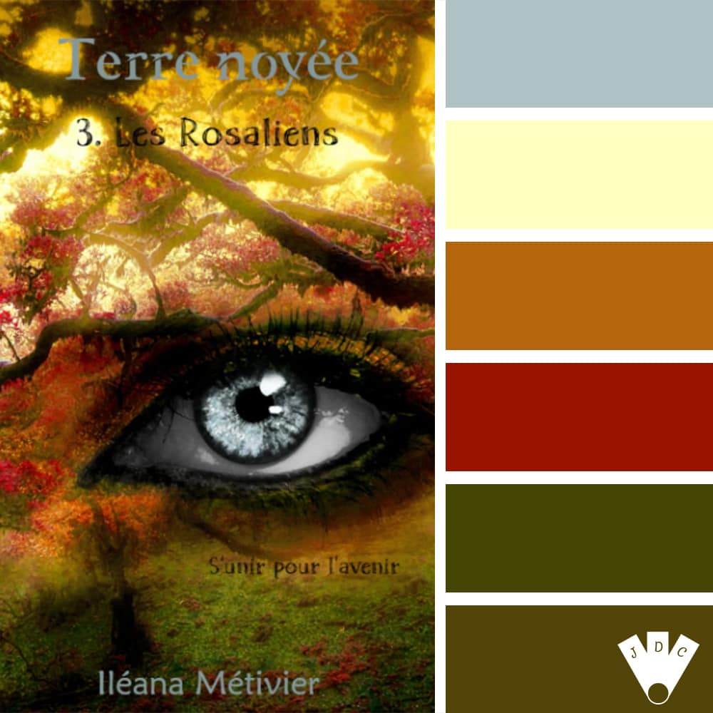 Color palette à partir de la couverture du livre "Terre noyée T3 : Les rosaliens" de Iléana Métivier