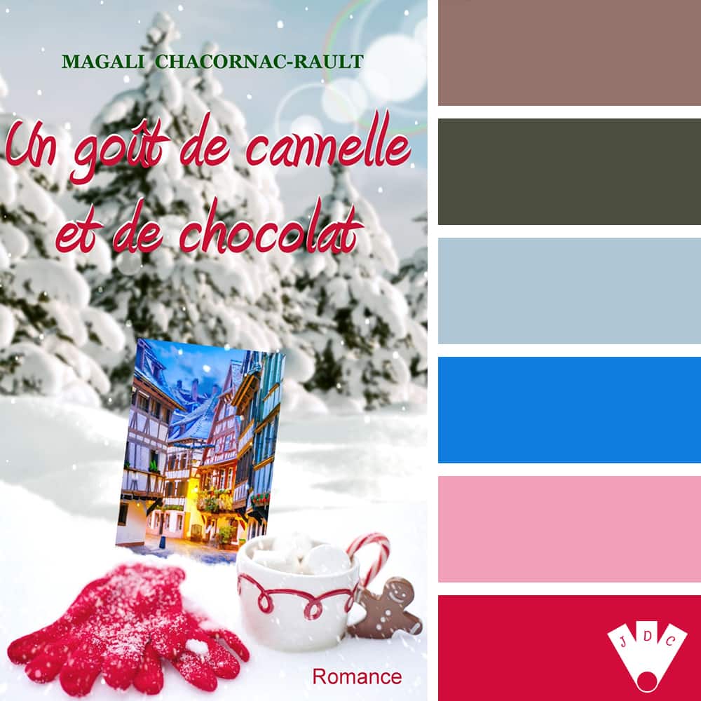 Color palette à partir de la couverture du livre "Un goût de cannelle et de chocolat" de Magali Chacornac-Rault