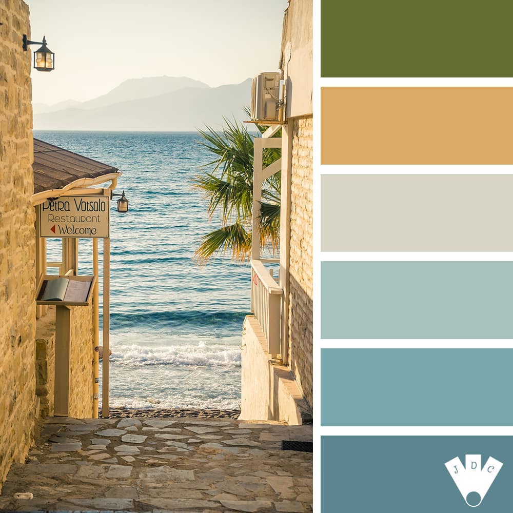 Color palette à partir d'une photo d'une rue d'un village en Crète.