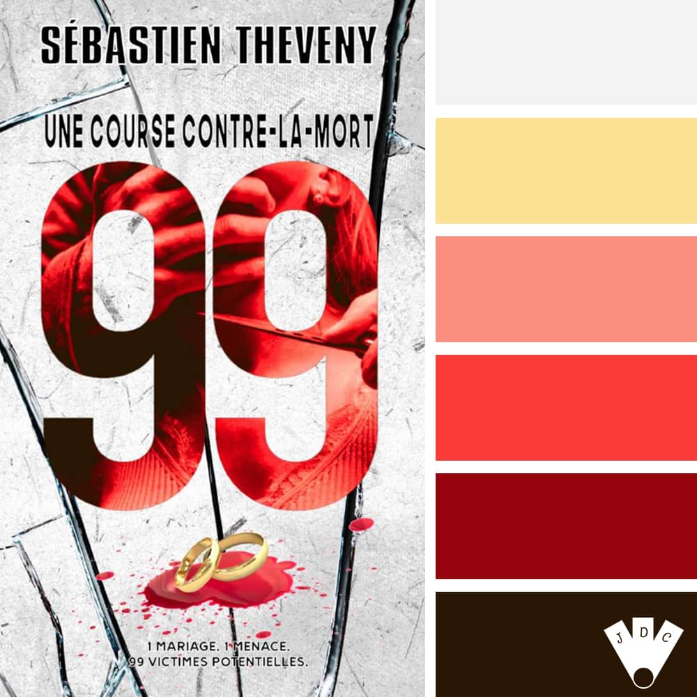 Color palette à partir de la couverture du livre "99 une course contre-la-mort " de Sébastien Theveny