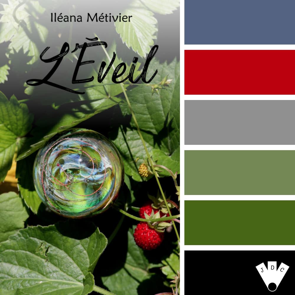 Color palette à partir de la couverture du livre "L'éveil" de Iléana Métivier