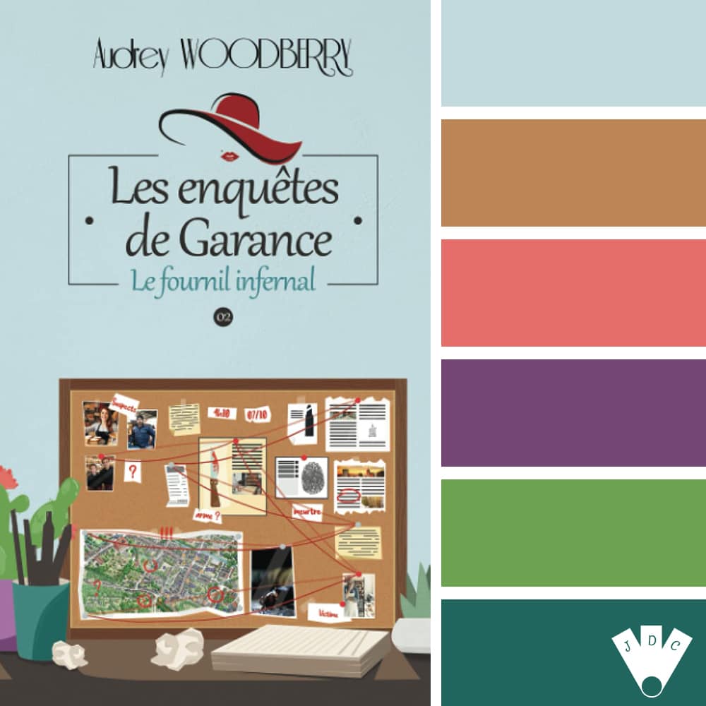 Color palette à partir de la couverture du livre "Les enquêtes de Garance T2" de Audrey Woodberry