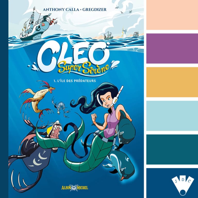 Color palette à partir de la couverture du livre "Cleo super sirène T1" de Anthony Calla et Gregdizer