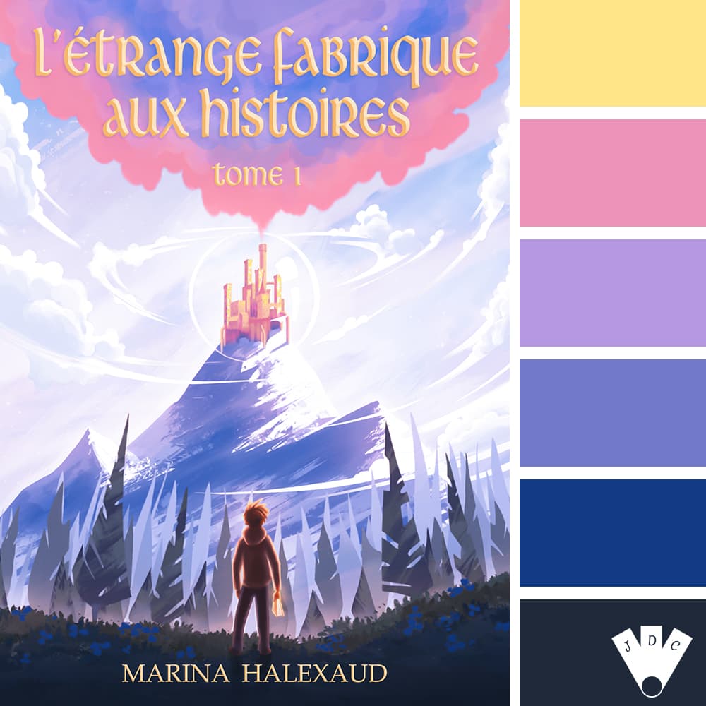 Color palette à partir de la couverture du livre "La fabrique aux histoires T1" de Marina Halexaud