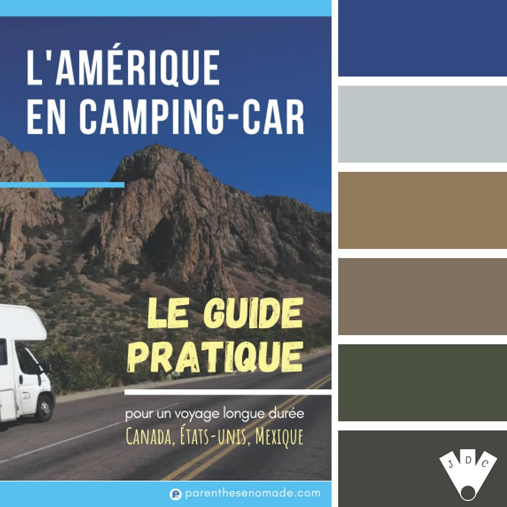 Color palette à partir de la couverture du livre "L'amérique en camping-car : le guide pratique" de Carien Poirier & Nicolas Poirier