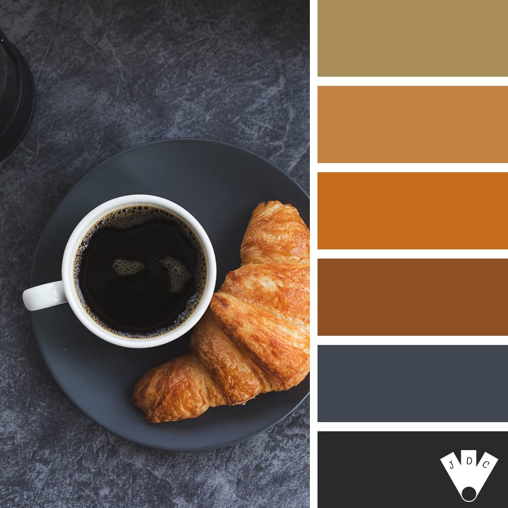 color palette à partir d'une photo d'un café et d'un croissant