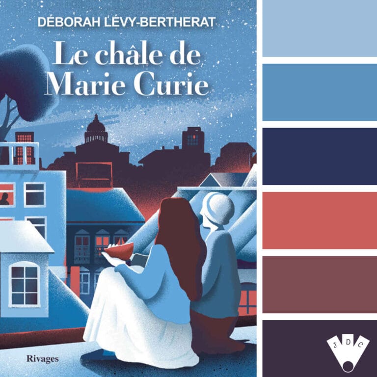 Color palette à partir de la couverture du livre "Le châle de Marie Curie" de Deborah Levy-Bertherat