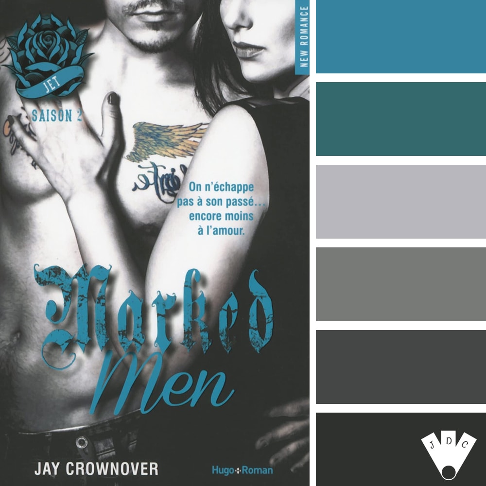 Color palette à partir de la couverture du livre "Marked men T2 : Jet" de l'autrice Jay Crownover