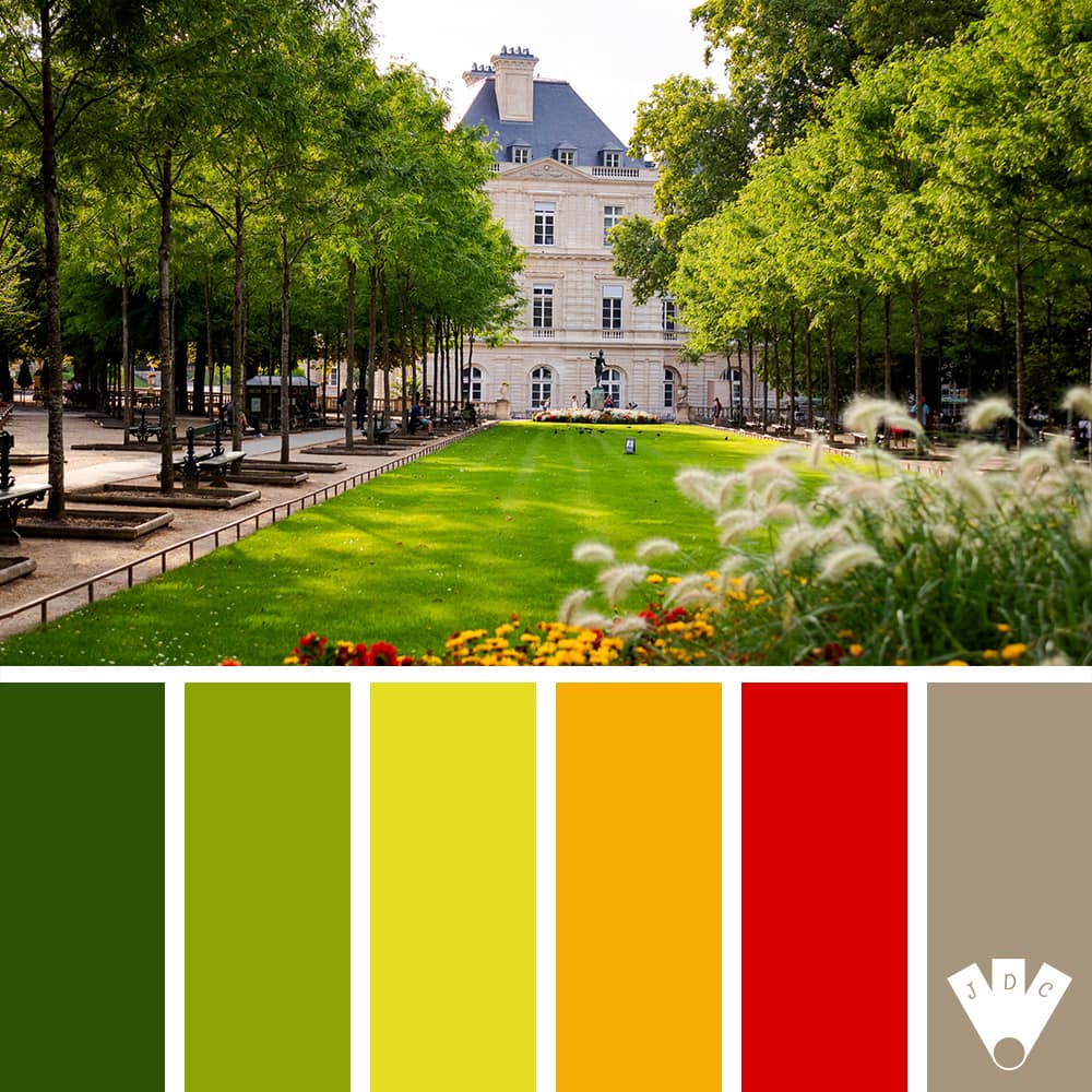 Color palette à partir d'une photo faite au Jardin du Luxembourg par Violaine Photographie