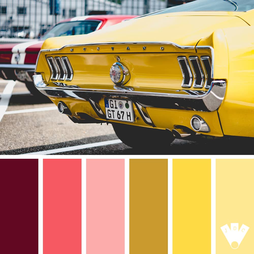 Color palette à partir d'une photo de ford mustang jaune.
