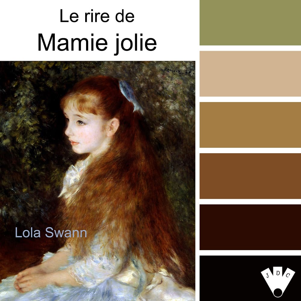 Color palette à partir de la couverture du livre "Le rire de mamie jolie" de l'autrice Lola Swann