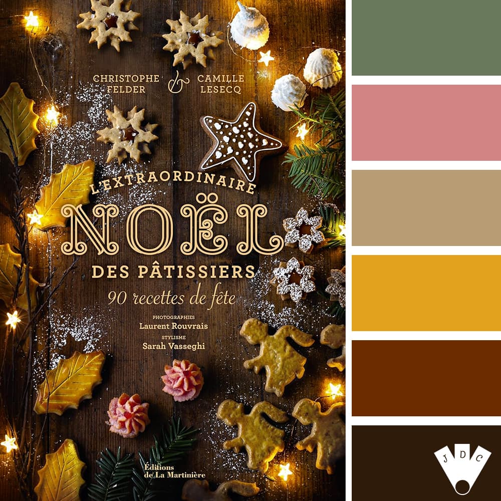 Color palette à partir de la couverture du livre "L'extraordinaire Noël des pâtissiers" de Christophe Felder et Camille Lesecq