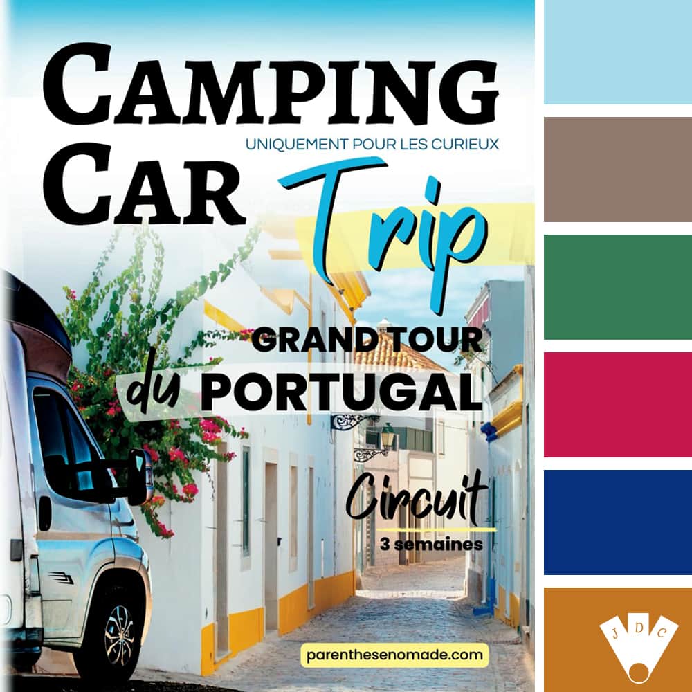 color palette à partir de la couverture du livre "Camping-Car Trip - Grand Tour du Portugal : circuit de 3 semaines" de parenthèse nomade.
