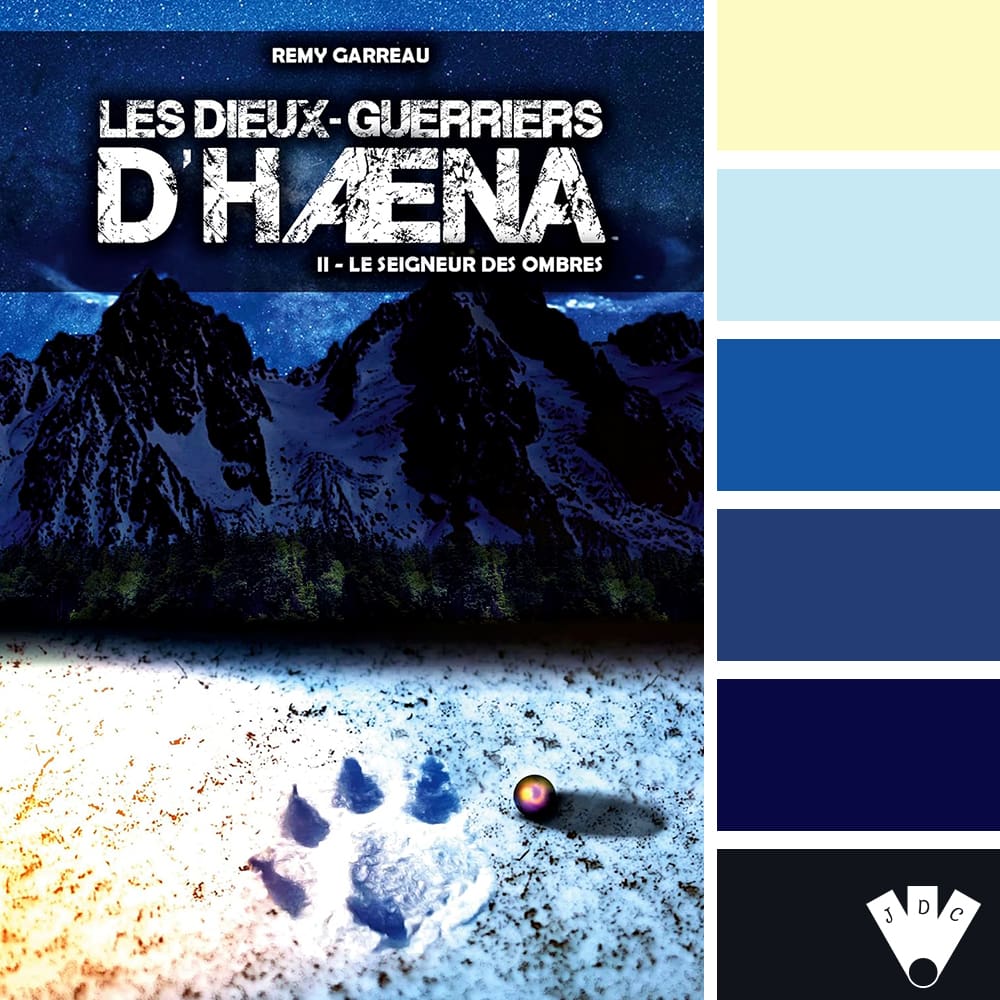 color palette à partir de la couverture du livre "Les dieux-guerriers d'Hæna T2 : Le seigneur des ombres" de Rémy Garreau.